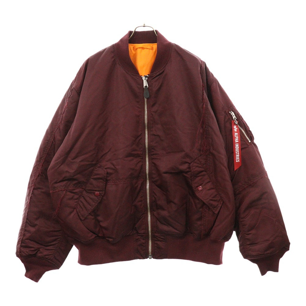mastermind JAPAN(マスターマインドジャパン) ×Alpha PATCHED PRINT MA-1 アルファ アームロゴ ボンバージャケット ブルゾン バーガンディー TA1734-9006