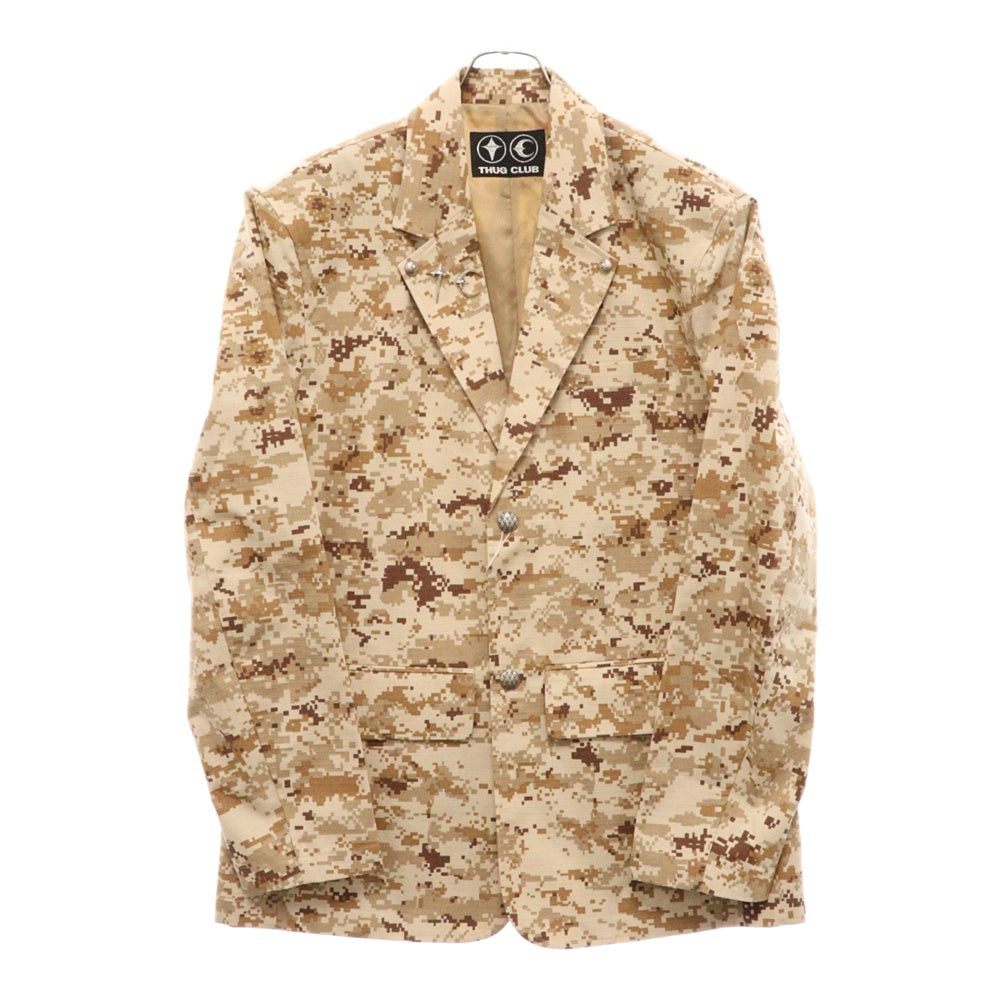 THUG CLUB(サグクラブ) 24AW TC ARMY BLAZER TC24JK2903 アーミーブレザー カモフラ総柄テーラードジャケット ブラウン