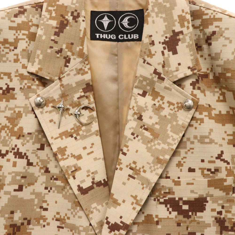 THUG CLUB(サグクラブ) 24AW TC ARMY BLAZER TC24JK2903 アーミーブレザー カモフラ総柄テーラードジャケット ブラウン
