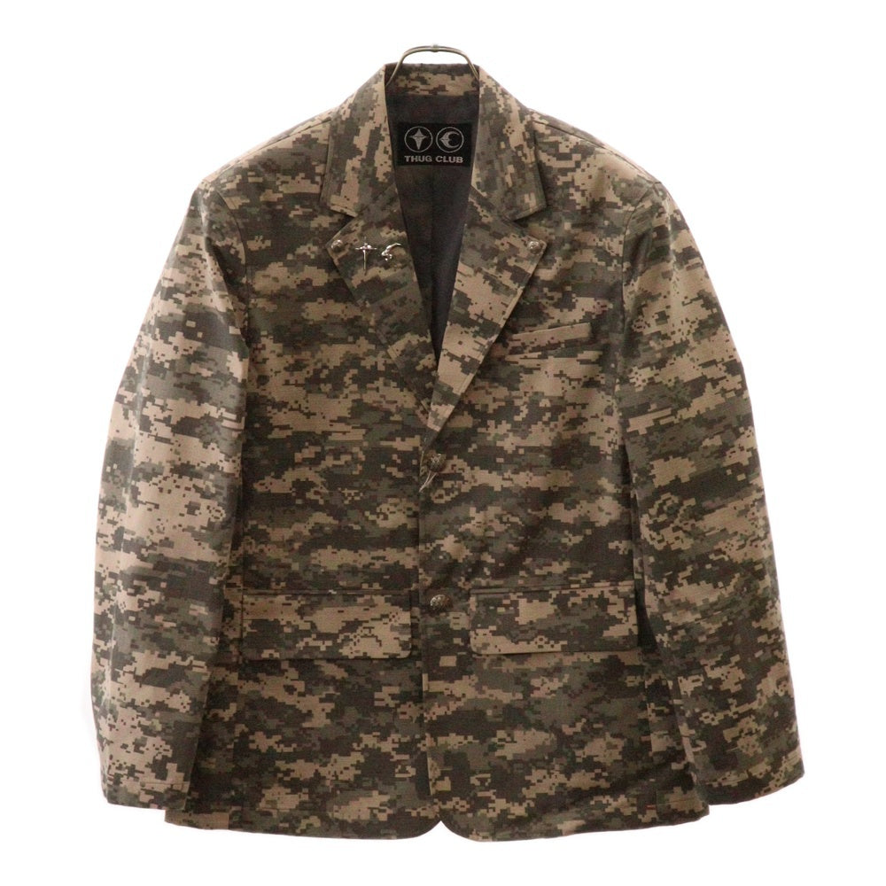 THUG CLUB(サグクラブ) 24AW TC ARMY BLAZER TC24JK2902 アーミーブレザー カモフラ総柄テーラードジャケット グレー