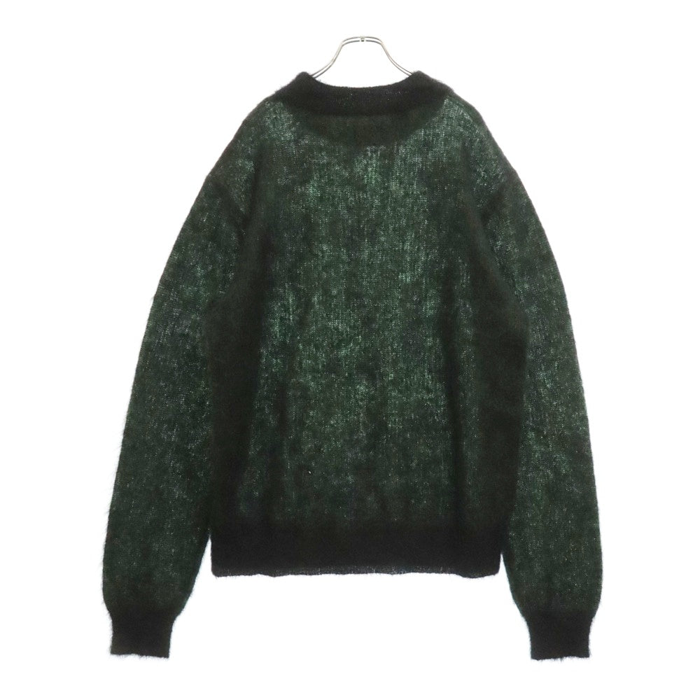 SAINT MICHAEL(セントマイケル) 22AW ×BORN X RAISED B&R KNIT CROWN ボーンレイズド クルーネック長袖モヘヤニットセーター ブラック/グリーン SM-A22-0000-072