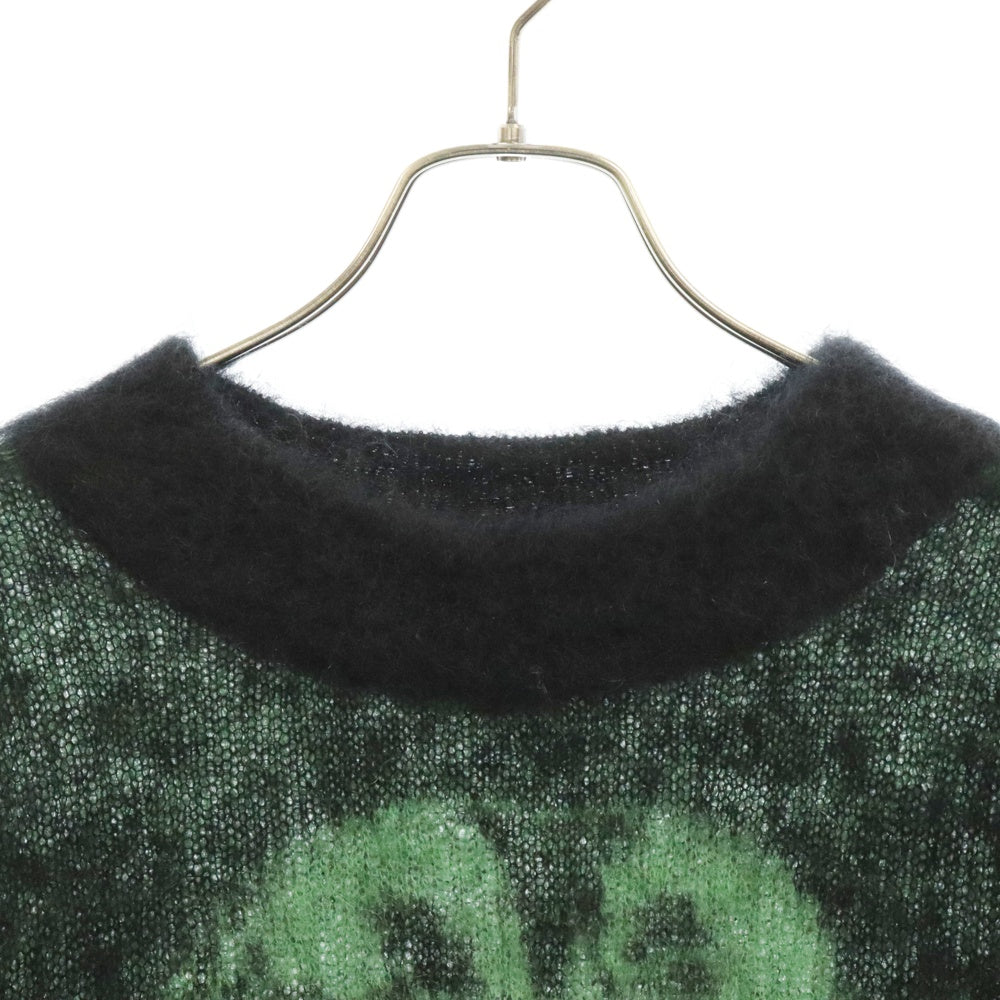 SAINT MICHAEL(セントマイケル) 22AW ×BORN X RAISED B&R KNIT CROWN ボーンレイズド クルーネック長袖モヘヤニットセーター ブラック/グリーン SM-A22-0000-072