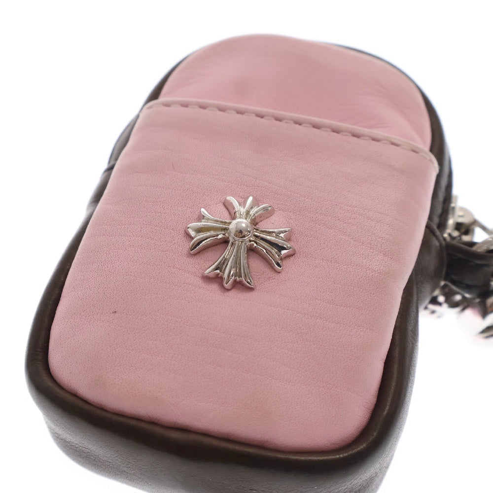 CHROME HEARTS(クロムハーツ) MICRO TAKA マイクロタカ CHプラス付きファンシークリップレザーAirPodsケース イヤホンケース ピンク/ブラウン