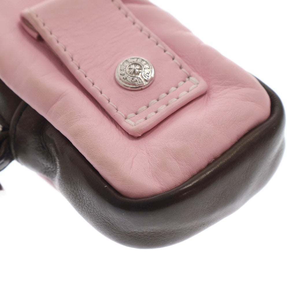 CHROME HEARTS(クロムハーツ) MICRO TAKA マイクロタカ CHプラス付きファンシークリップレザーAirPodsケース イヤホンケース ピンク/ブラウン
