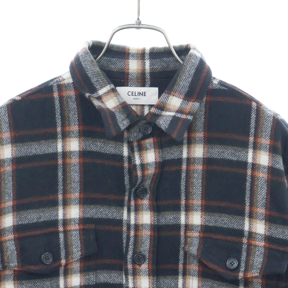 CELINE(セリーヌ) 21AW Wool Twill Check Loose Shirt ウールツイルチェックルーズシャツ 長袖シャツ マルチ 2C510231L