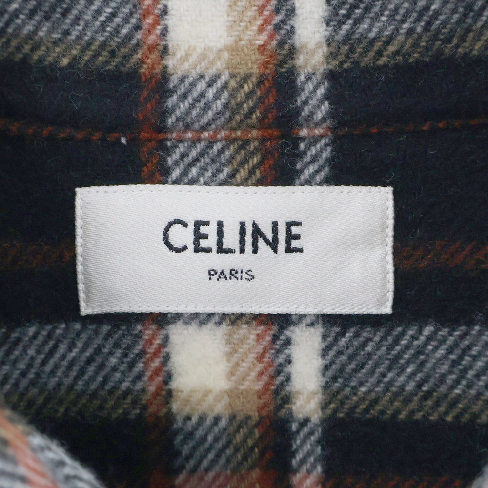 CELINE(セリーヌ) 21AW Wool Twill Check Loose Shirt ウールツイルチェックルーズシャツ 長袖シャツ マルチ 2C510231L