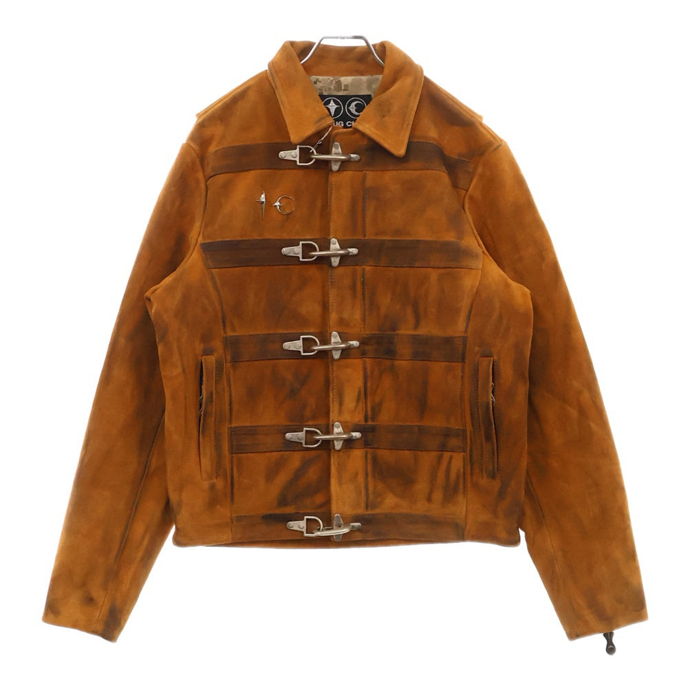 THUG CLUB(サグクラブ) 24AW Bio Soldier Leather Jacket スウェードレザー ジャケット ブルゾン ユーズド加工 ブラウン TC24JK2602