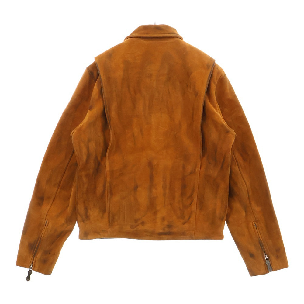 THUG CLUB(サグクラブ) 24AW Bio Soldier Leather Jacket スウェードレザー ジャケット ブルゾン ユーズド加工 ブラウン TC24JK2602