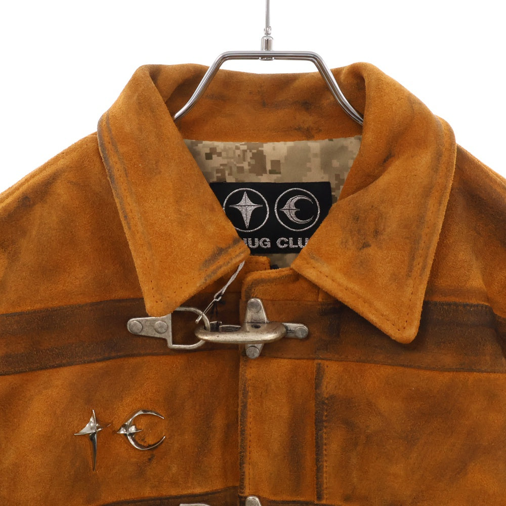 THUG CLUB(サグクラブ) 24AW Bio Soldier Leather Jacket スウェードレザー ジャケット ブルゾン ユーズド加工 ブラウン TC24JK2602