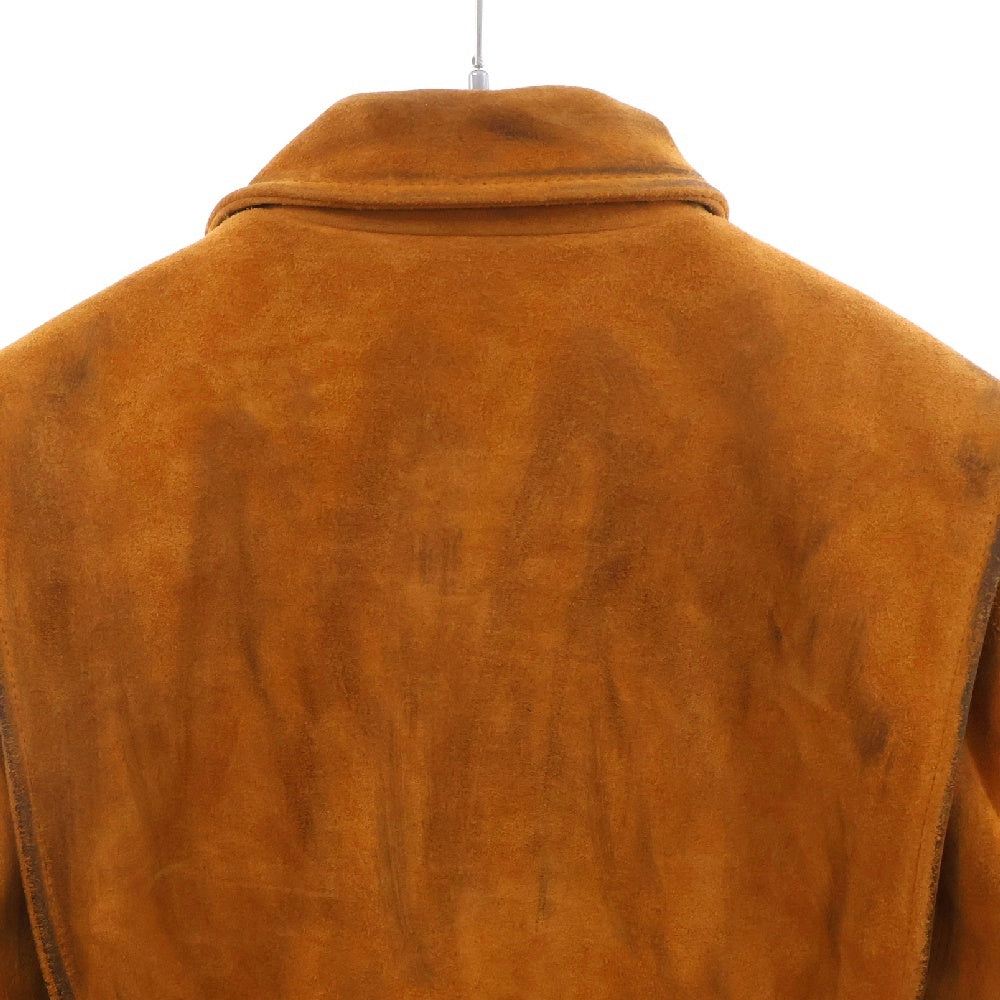 THUG CLUB(サグクラブ) 24AW Bio Soldier Leather Jacket スウェードレザー ジャケット ブルゾン ユーズド加工 ブラウン TC24JK2602