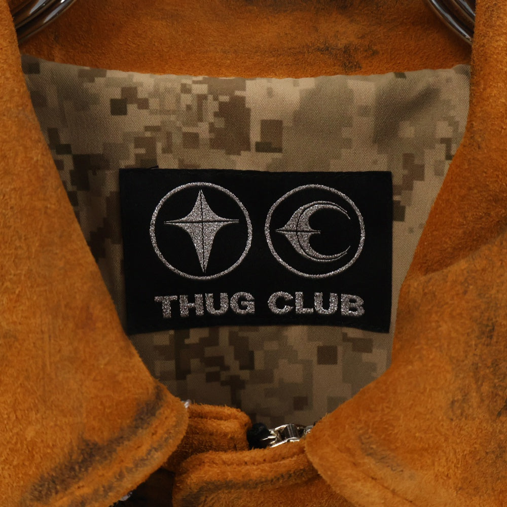 THUG CLUB(サグクラブ) 24AW Bio Soldier Leather Jacket スウェードレザー ジャケット ブルゾン ユーズド加工 ブラウン TC24JK2602