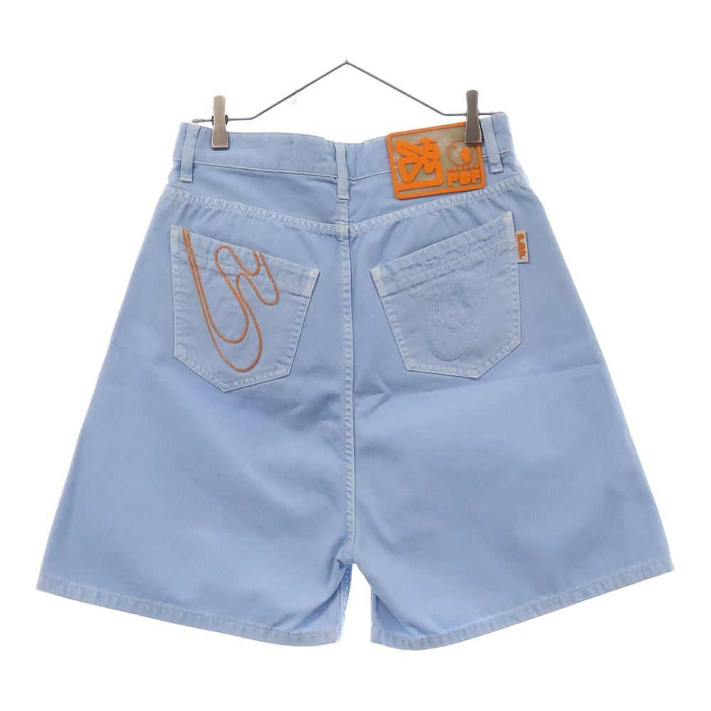 PDF(ピーディーエフ) KILT SHORT CANVAS パッチデザインデニムハーフパンツ ショートパンツ ブルー PDF24S-KLTSHRGF050S24PX