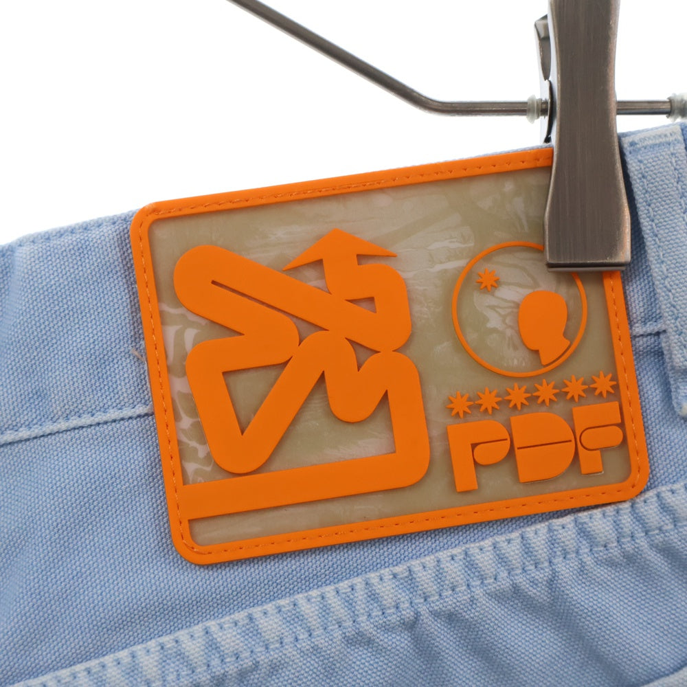 PDF(ピーディーエフ) KILT SHORT CANVAS パッチデザインデニムハーフパンツ ショートパンツ ブルー PDF24S-KLTSHRGF050S24PX