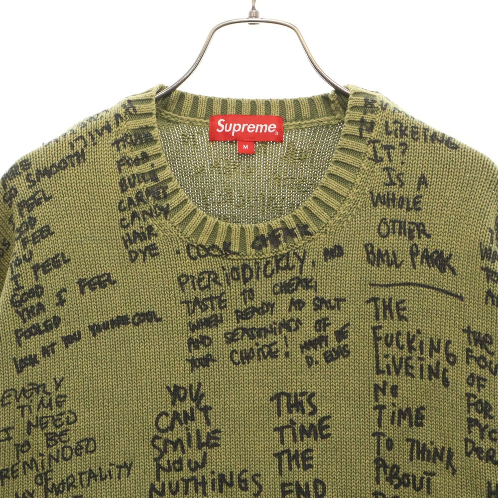 SUPREME(シュプリーム) 23SS Gonz Poems Sweater ゴンズ ポエムズ ニットセーター カーキ