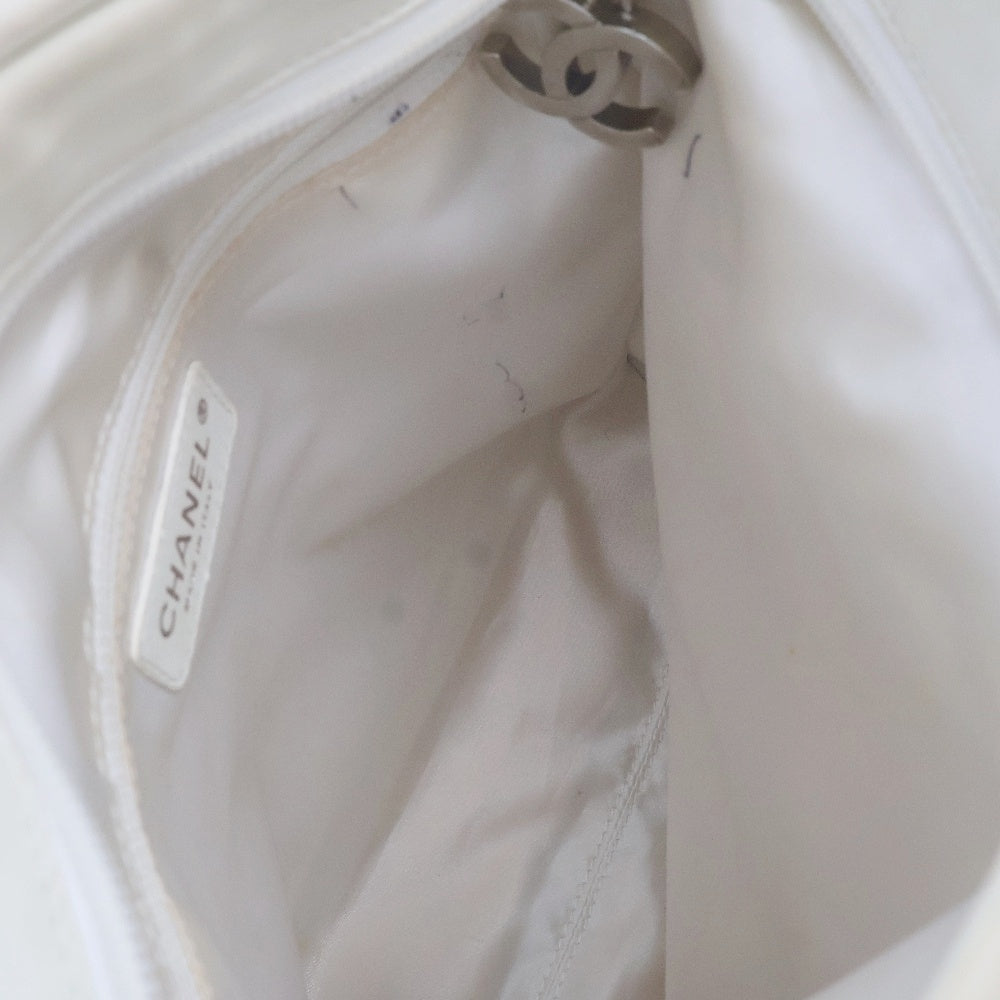 CHANEL(シャネル) ココマーク チェーンハンドバッグ レザー ホワイト シルバー金具 編み込み レディース A34487