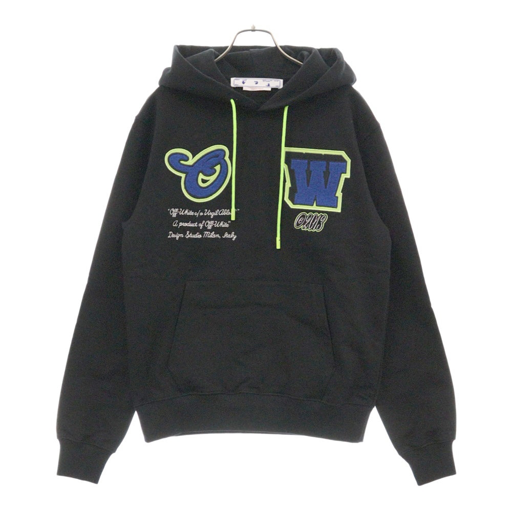 OFF-WHITE(オフホワイト) 23SS Vars patch hoodie ワッペン パッチ付き スウェット プルオーバーパーカー ブラック OMBB097S23FLE009