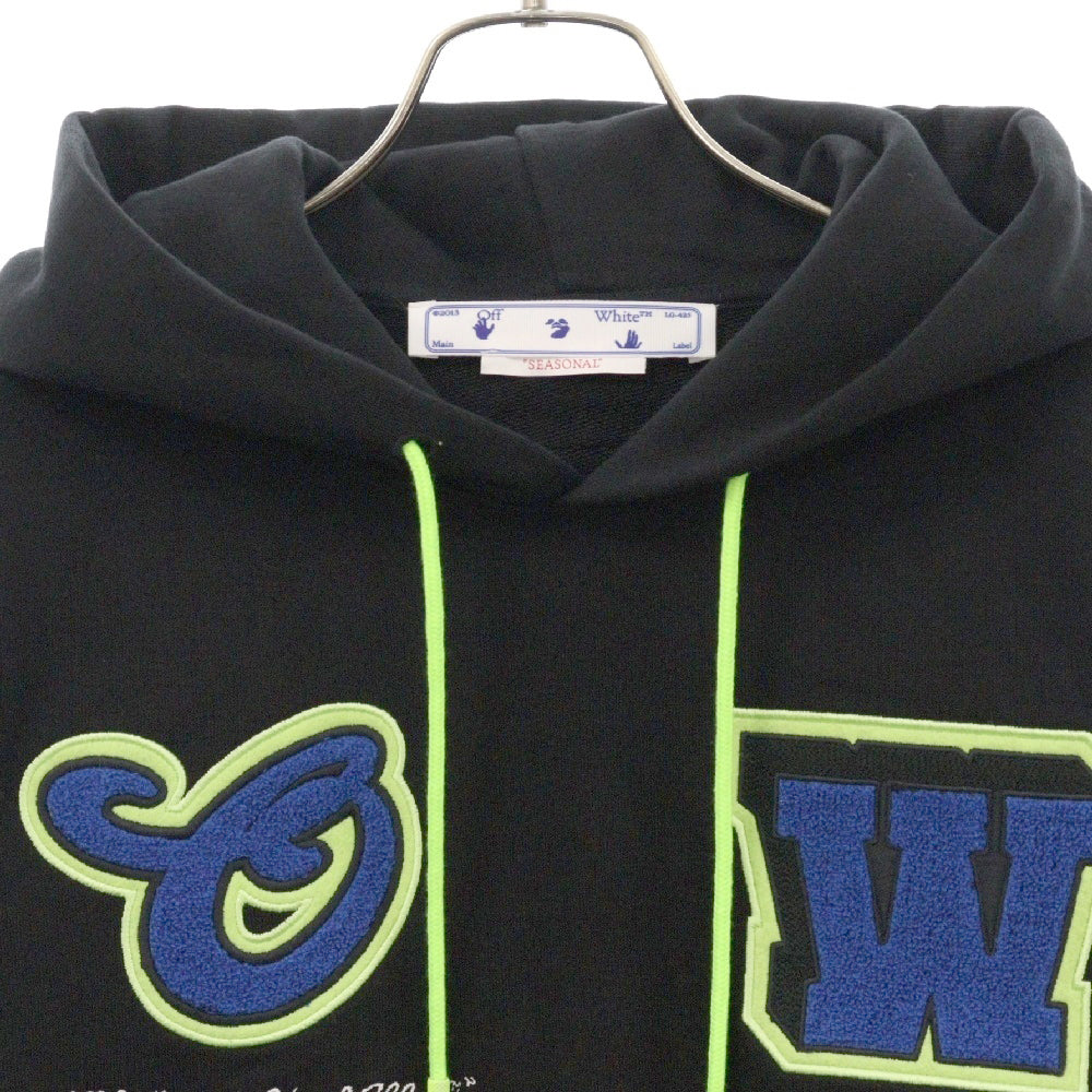 OFF-WHITE(オフホワイト) 23SS Vars patch hoodie ワッペン パッチ付き スウェット プルオーバーパーカー ブラック OMBB097S23FLE009