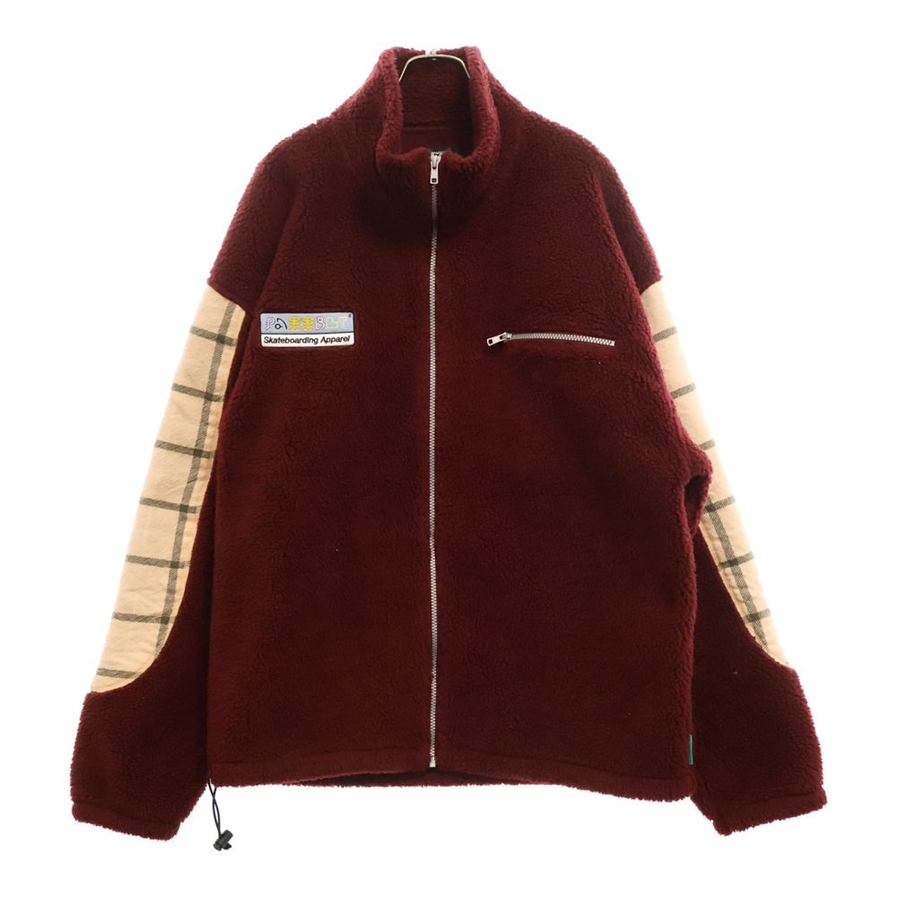 PACCBET(ラスベート) Front Patch Design Zip Up Fleece フロントパッチデザイン ジップアップフリースジャケット レッド 918538