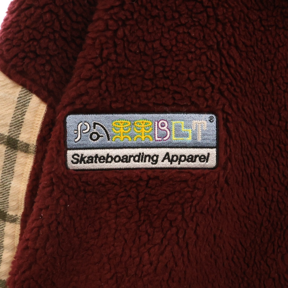 PACCBET(ラスベート) Front Patch Design Zip Up Fleece フロントパッチデザイン ジップアップフリースジャケット レッド 918538