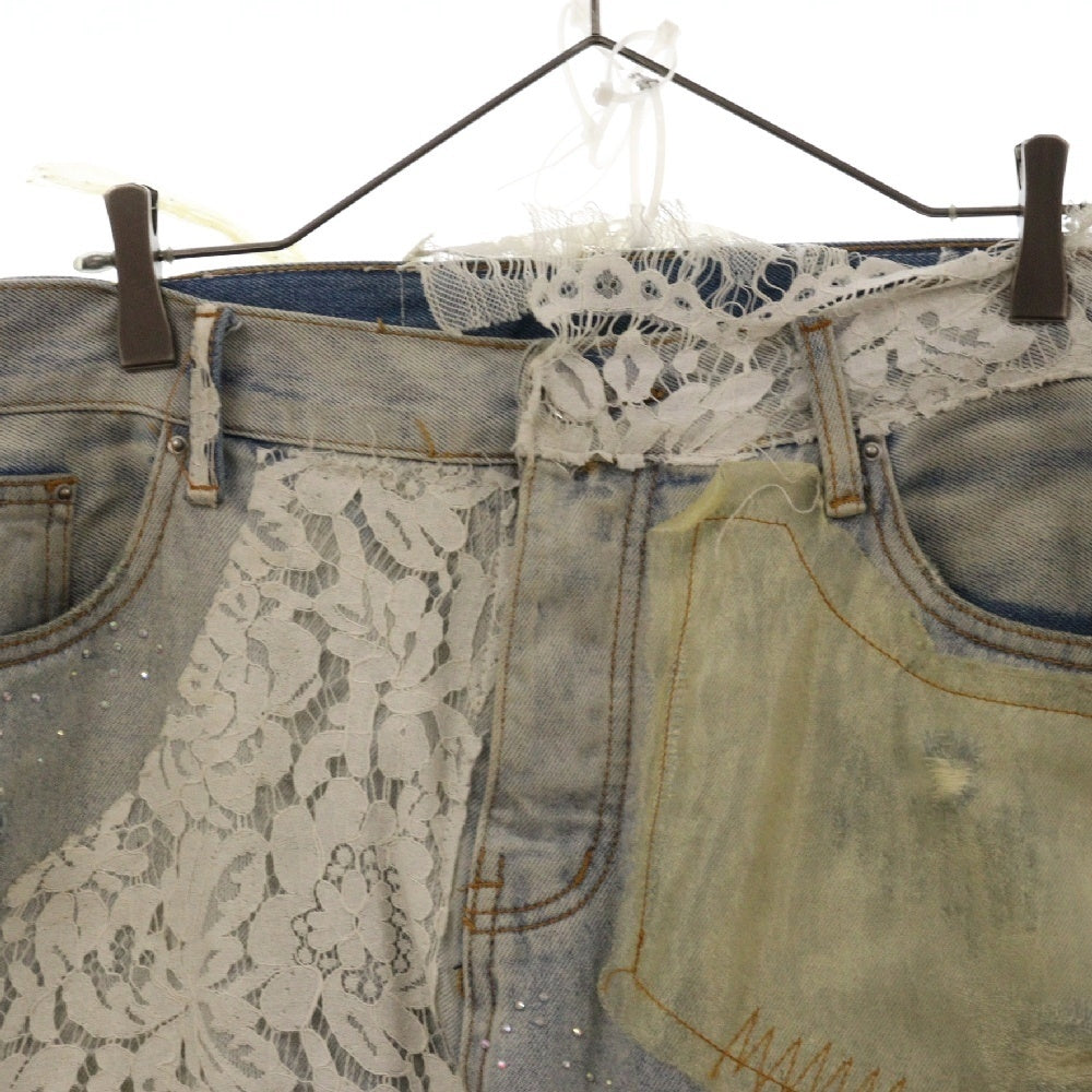 MNML(ミニマル) Damage Lace Denim ダメージ レース デニムパンツ ジーンズ インディゴ