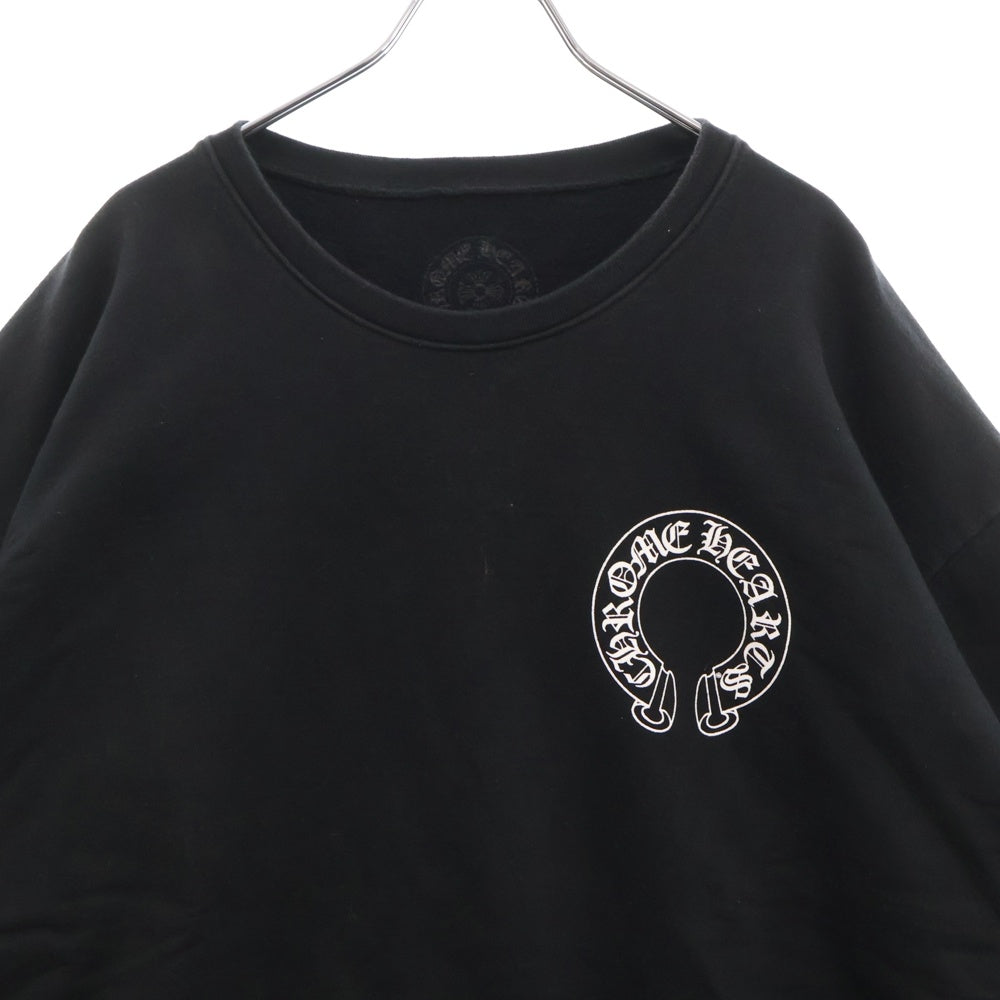 CHROME HEARTS(クロムハーツ) Horseshoe Crewneck Sweatshirt アームフローラルホースシュープリント クルーネックスウェットトレーナー ブラック