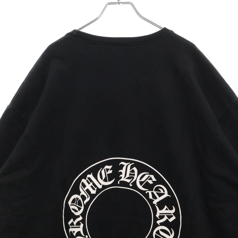 CHROME HEARTS(クロムハーツ) Horseshoe Crewneck Sweatshirt アームフローラルホースシュープリント クルーネックスウェットトレーナー ブラック