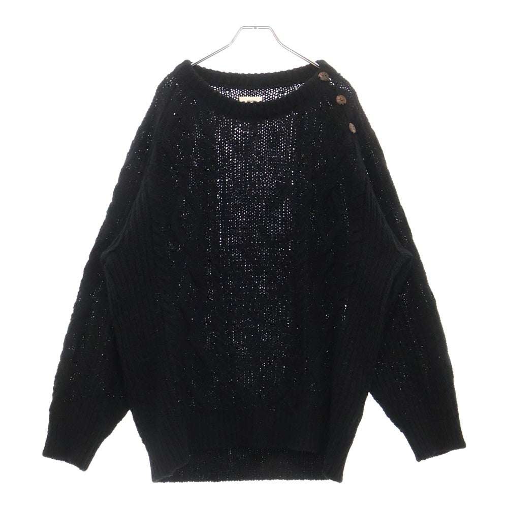 VISVIM(ヴィスヴィム) BOLLARD CREW KNIT サイドボタン クルーネックウールニットセーター ブラック 0120205012005