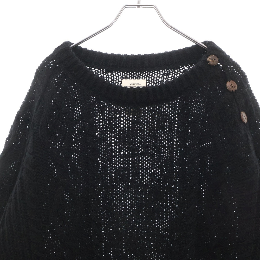 VISVIM(ヴィスヴィム) BOLLARD CREW KNIT サイドボタン クルーネックウールニットセーター ブラック 0120205012005