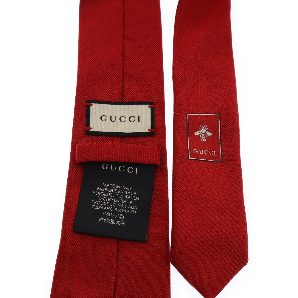 GUCCI(グッチ) タイガー ロゴ 刺繍 ネクタイ レッド