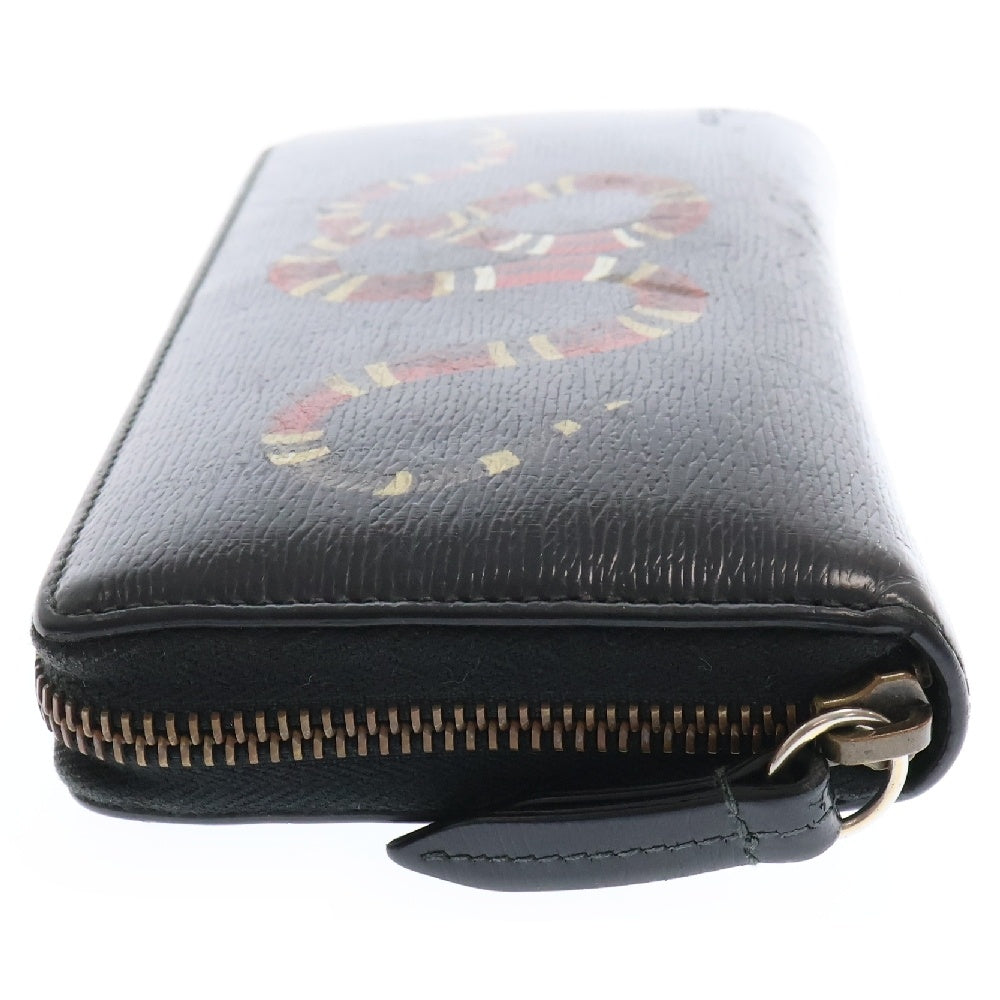 GUCCI(グッチ) キングスネーク ラウンドファスナーロングウォレット ブラック 長財布 451273 525040
