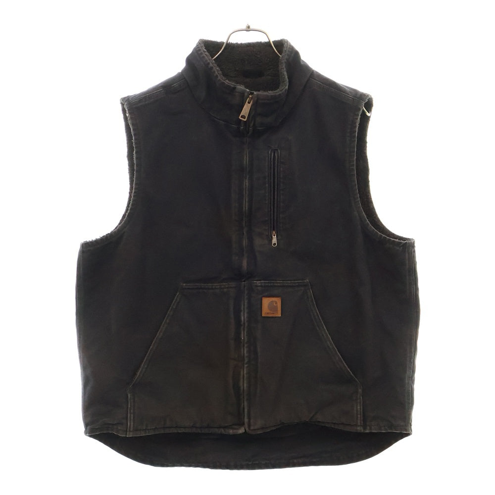 CARHARTT(カーハート) ジップアップ ダック生地 ボアライナー ワーク ベスト ジャケット ブラック