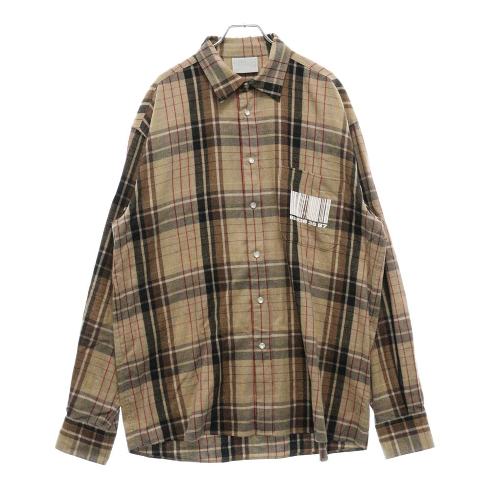 VETEMENTS(ヴェトモン) Paid-Check Long-Sleeve Shirt チェック柄 長袖シャツ ブラウン VL14SH750M