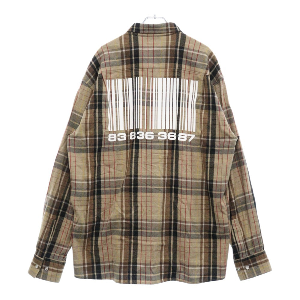 VETEMENTS(ヴェトモン) Paid-Check Long-Sleeve Shirt チェック柄 長袖シャツ ブラウン VL14SH750M