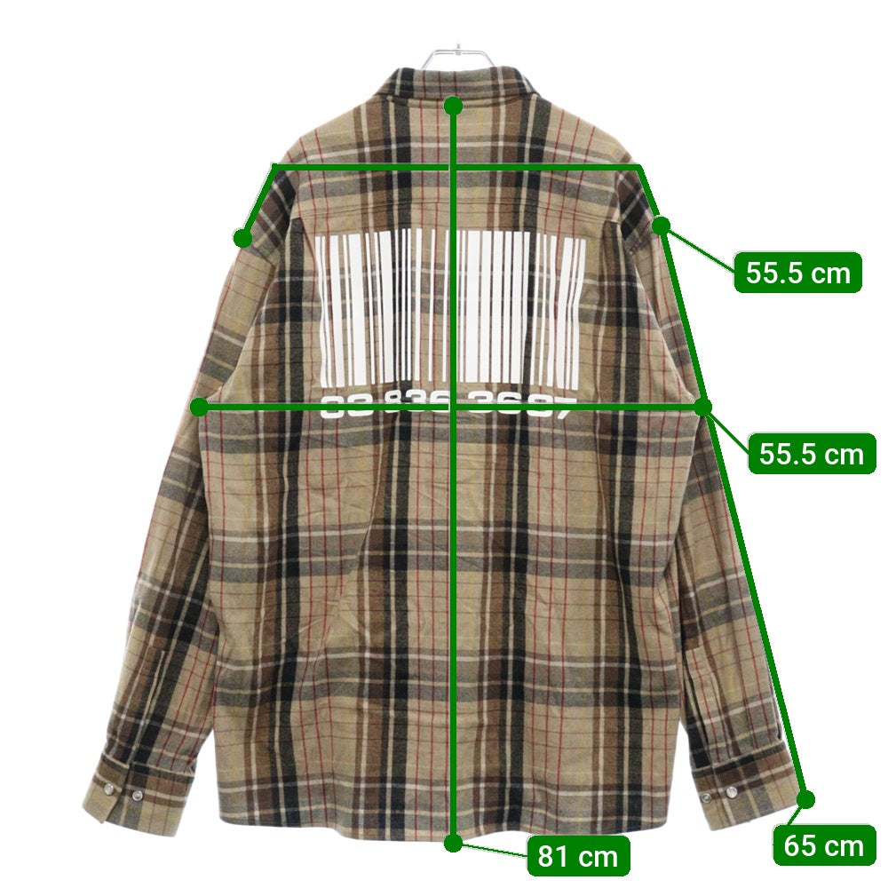 VETEMENTS(ヴェトモン) Paid-Check Long-Sleeve Shirt チェック柄 長袖シャツ ブラウン VL14SH750M