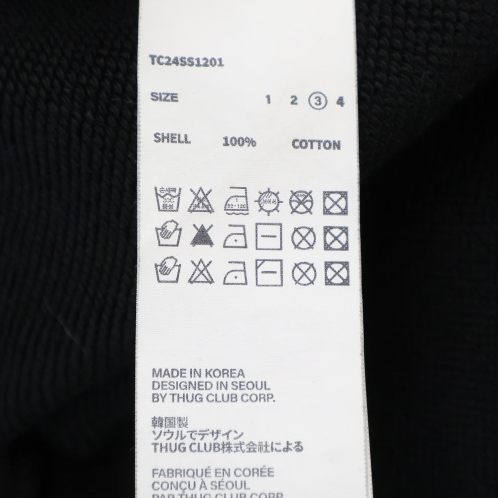 THUG CLUB(サグクラブ) PEACE STUD HOODIE プリント フードスタッズ プルオーバーパーカー ブラック ダメージ加工 TC24SS1201