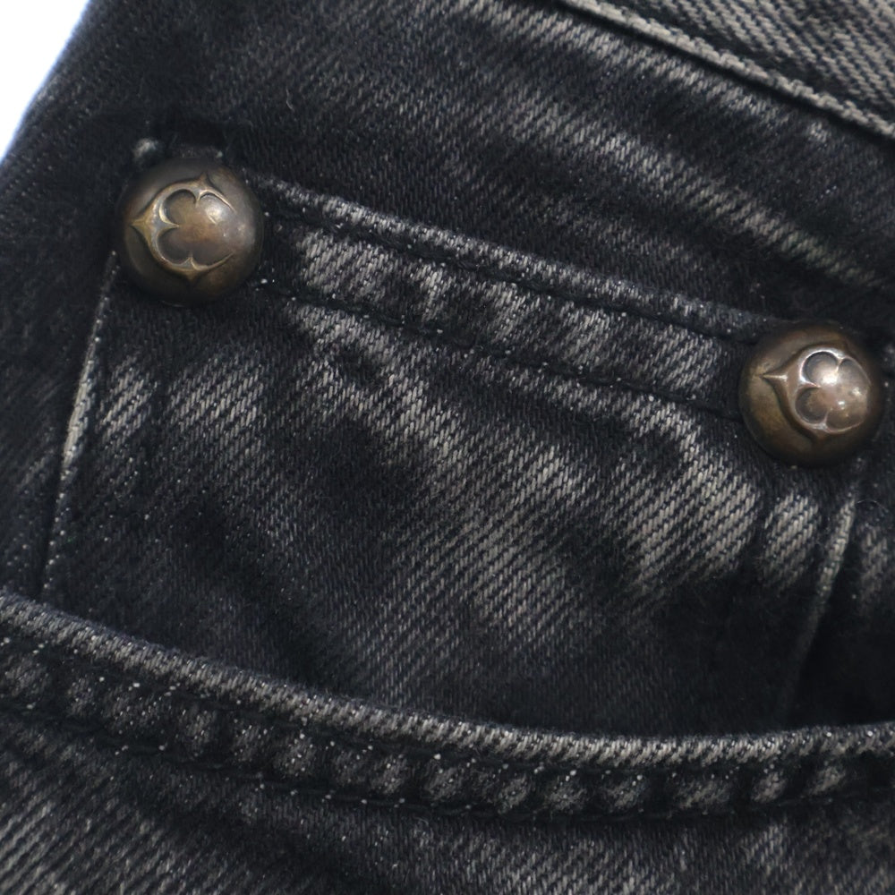 THUG CLUB(サグクラブ) DOUBLE KNEE DAMAGE SHORTS ダメージ加工ダブルニーデニムショーツ ブラック ショートパンツ TC24PT0302