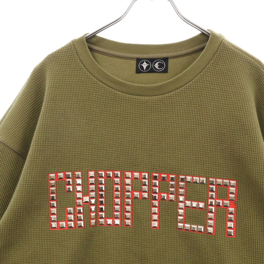 THUG CLUB(サグクラブ) CHOPPER SWEAT チョッパー ロゴ スタッズ装飾 スウェットトレーナー カーキ TC225TS1101