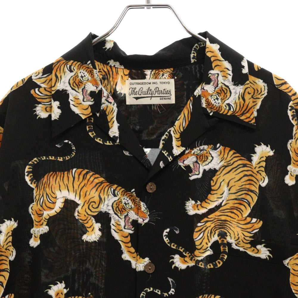 WACKO MARIA(ワコマリア) 20AW ×TIM LEHI HAWAIIAN SHIRT ティムリーハイ タイガープリント フロントポケット 半袖シャツ ブラック 20FWE-WMS-HI01