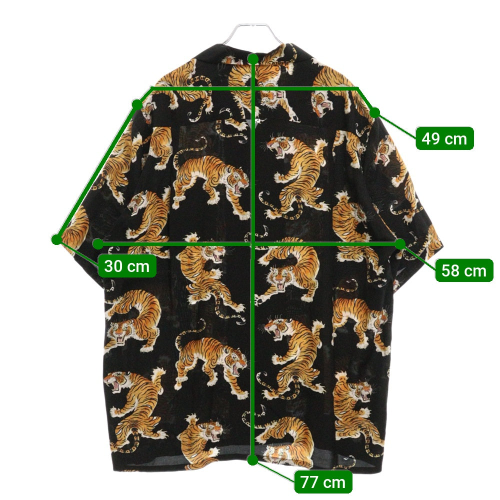 WACKO MARIA(ワコマリア) 20AW ×TIM LEHI HAWAIIAN SHIRT ティムリーハイ タイガープリント フロントポケット 半袖シャツ ブラック 20FWE-WMS-HI01