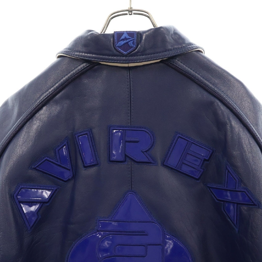 AVIREX(アヴィレックス) エナメルロゴ ラムレザーバーシティージャケット ブルー