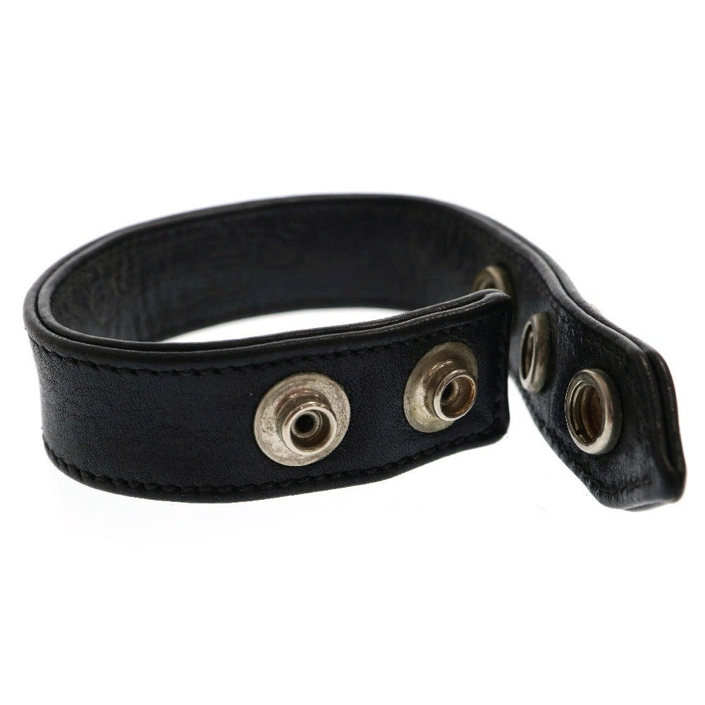 CHROME HEARTS(クロムハーツ) 3BTN 2SNP クロスボール 3ボタン2スナップ レザーブレスレット ブラック/シルバー BCA123