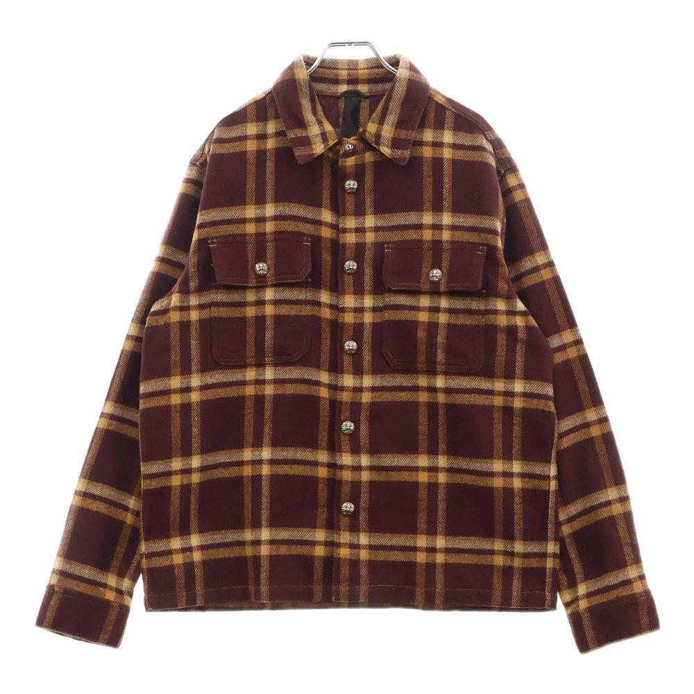 CHROME HEARTS(クロムハーツ) M WORK DOG クロスボタン チェック柄 長袖シャツ レッド/イエロー