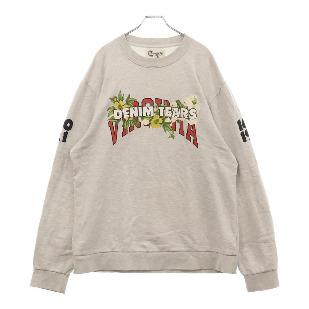 DENIM TEARS(デニムティアーズ) Virginia Sweatshirt プリント クルーネック スウェット トレーナー グレー DT-A21-0000-016