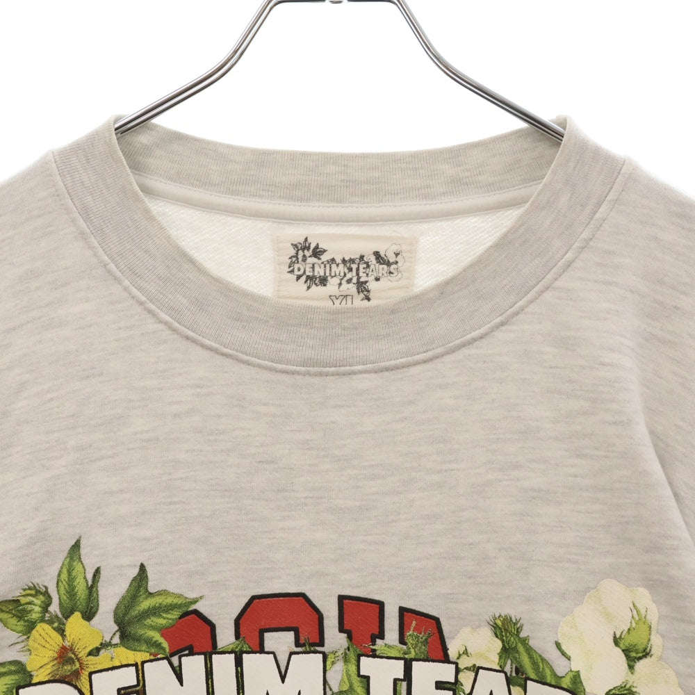 DENIM TEARS(デニムティアーズ) Virginia Sweatshirt プリント クルーネック スウェット トレーナー グレー DT-A21-0000-016