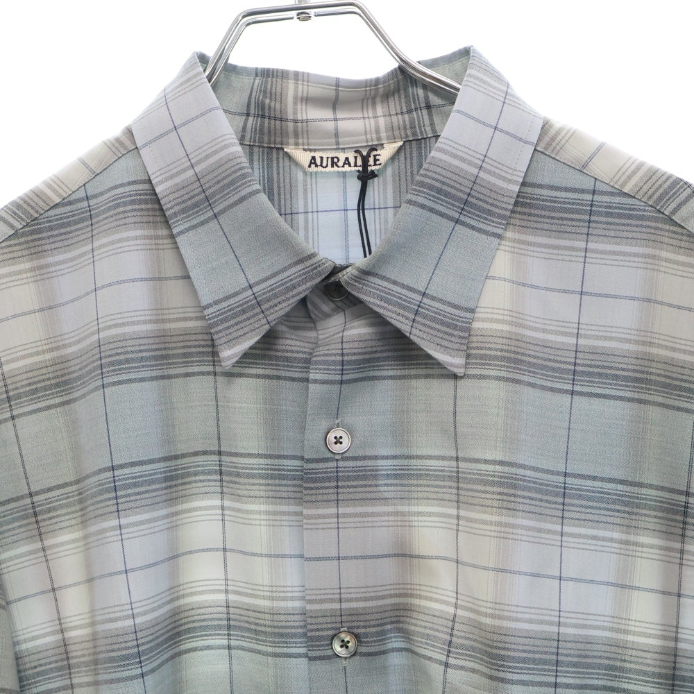 AURALEE(オーラリー) SUPER LIGHT WOOL CHECK ウールチェック 長袖シャツ グレー A25SS01LC