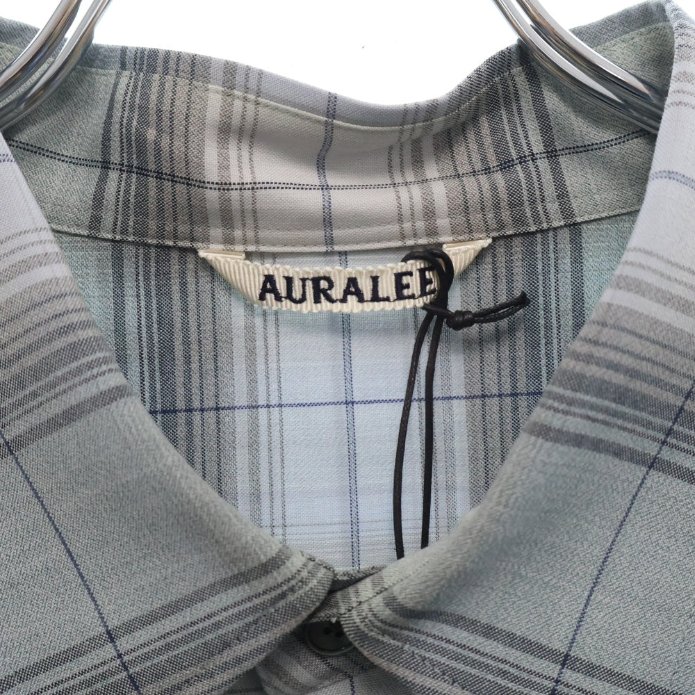 AURALEE(オーラリー) SUPER LIGHT WOOL CHECK ウールチェック 長袖シャツ グレー A25SS01LC