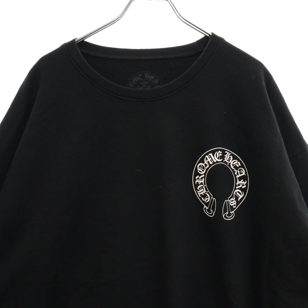 CHROME HEARTS(クロムハーツ) Horseshoe L/S Sweatshirt ホースシュープリント 袖フローラル スウェットトレーナー ブラック