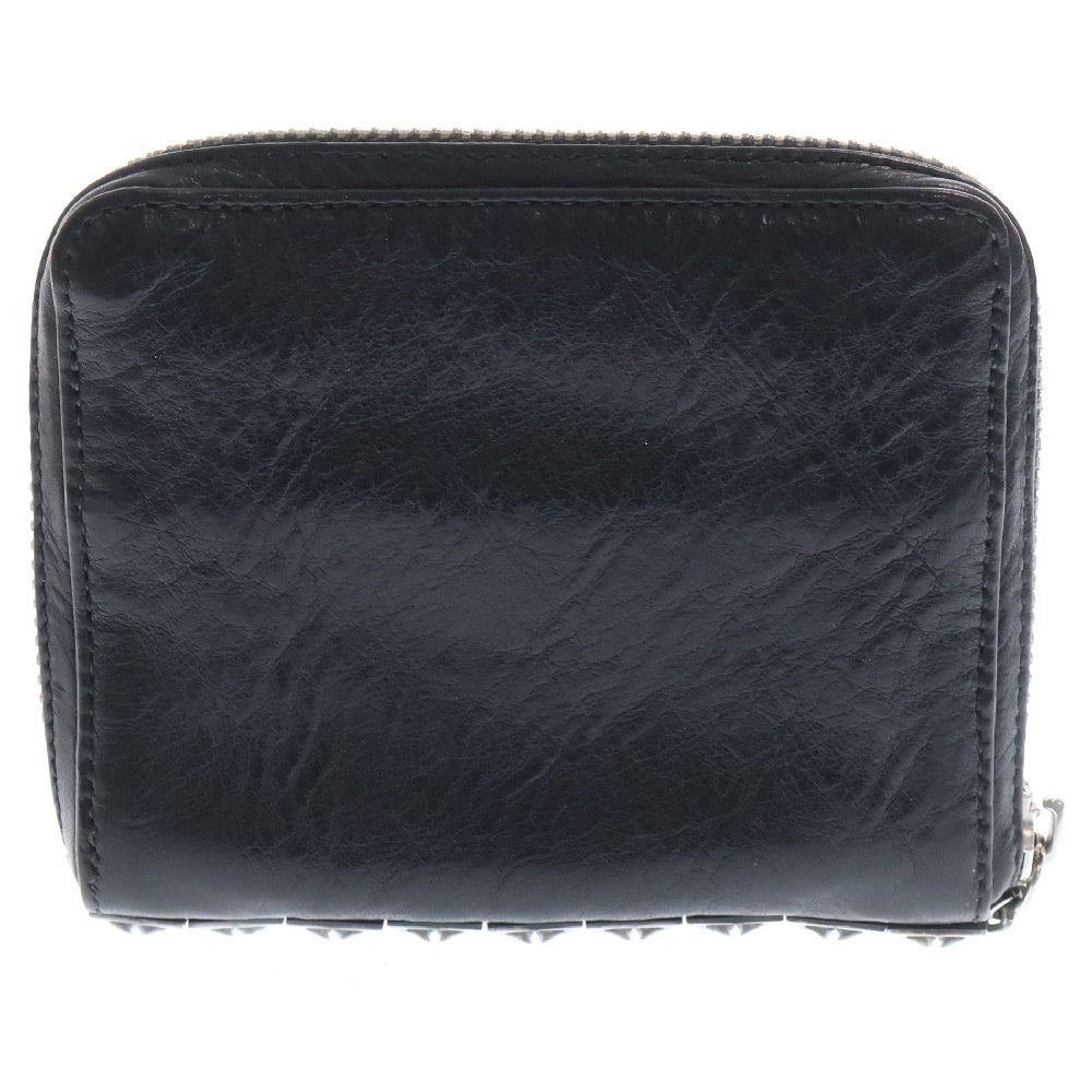 CHROME HEARTS(クロムハーツ) 3 SIDE ZIP 3サイドジップ サイドピラミッドスタッズレザーウォレット財布 ブラック/シルバー