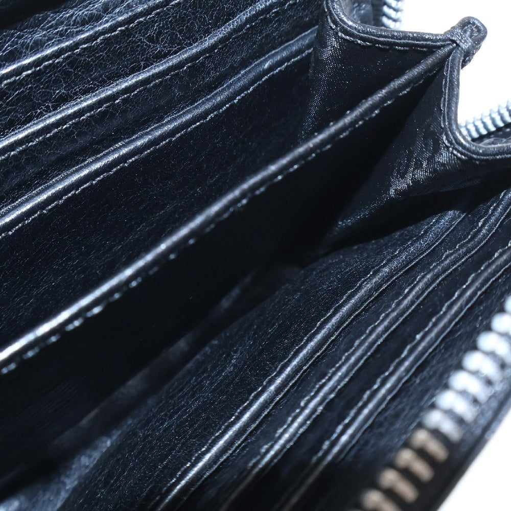 CHROME HEARTS(クロムハーツ) 3 SIDE ZIP 3サイドジップ サイドピラミッドスタッズレザーウォレット財布 ブラック/シルバー