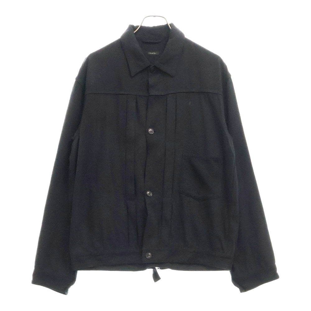 COMOLI(コモリ) シルク TYPE-1ST トラッカー 長袖シャツ ジャケット ブラック V01-01007